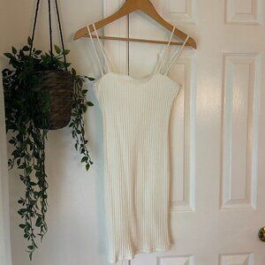 HEART & HIPS White Ribbed Mini Bodycon Dress in Size S
